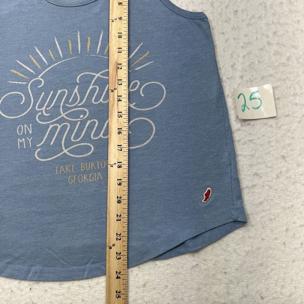 League Women's Large Blue Tank Top Sunshine on my Mind Lake Burton Georgia - Picture 8 of 12